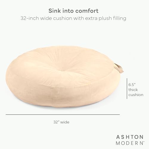 Large Floor Cushion for Kids, 32 Inch Round - Tan