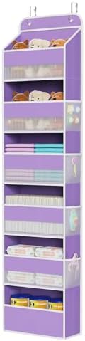 Univivi Over Door Hanging Organizer for Baby Nursery, Purple, 6-Shelf