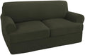 Turquoize 3 Piece T Cushion Loveseat Slipcovers Sofa Cover for 2 Cushion Couch Cover Washable Sofa Slipcover Furniture Covers with 2 Individual T Cushion Seat Covers (2 Cushion Loveseat, Olive)