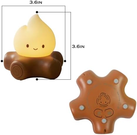 Cute Fake Campfire Lamp with White Noise, 5 Soothing Sounds & Flickering Flame Light, Rechargeable Portable Night Light for Sleep, Relaxation, Camping Decor & Gifts (White Noise Version)