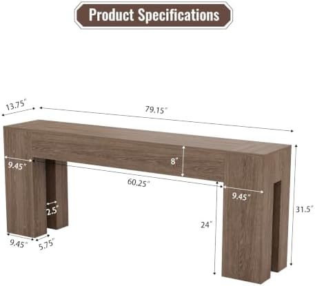 Epecoya Extra Long Entryway Table for Living Room 79-Inch, Light Brown