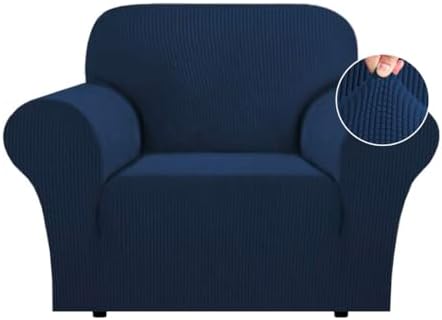 Flamingo P High Stretch Sofa Slipcover Non Slip Armchair Cover for Living Room Washable Pet Furniture Protector Covers with Elastic Bottom, Thick Jacquard Fabric (Small, Navy)