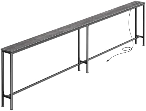 Huuger 102.4 Inch Console Table, Skinny Sofa Table with Charging Station