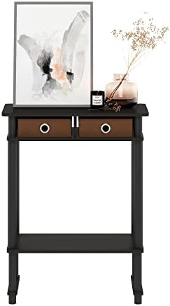 Furinno Turn-N-Tube Tall-Wide Hallway Console Table with Bin, Espresso/Brown