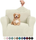 JIVINER Stretch Armchair Slipcovers, 1 Piece Chair Sofa Covers 1 Seater Couch Covers with Elastic Bottom for Kids, Pets (Small, Beige Rhomb)