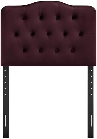Modway Annabel Performance Velvet Adjustable Twin Headboard in Mulberry - Stain-Resistant Padded Headboard Only with Diamond Button Tufting and 7 Height-Adjustable Positions