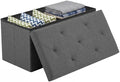 DUMOS 30 Inch Foldable Storage Ottoman Bench, Gray Ottoman with Storage