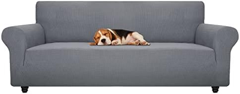 ZNSAYOTX Stretch Oversized Couch Cover Universal Sofa Covers for Living Room Dogs Pet Furniture Protector Spandex Extra Large Sofa Slipcovers with Anti Slip Foam Sticks (Light Grey, XL Sofa)