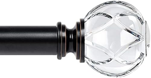 KAMANINA Black Finials for 1 or 7/8 in Curtain Rods, Crystal Netted Texture