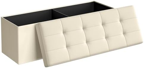 SONGMICS 43.3 Inches Folding Storage Ottoman Bench, Load 660 lb