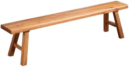 70.8in Wood Bench Indoor – Rustic Farmhouse Entryway Bench, Skinny Bench Design, Made of Extra-Thick Solid Wood, Perfect for Dining Room, Hallway, or End of Bed