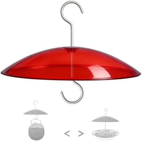 8" Mini Plastic Rain Cover for Bird Feeder, Red Weather Guard Baffle Dome