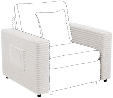LEVNARY Modular Sofa Armrest Set of 2 with Side Storage Pockets, Faux Rabbit Fur Upholstered Arm Panels, Compatible with Modular Recliner System (White)