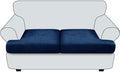 T Cushion Loveseat Sofa Cover Leather-Look 2PC Stretch Sofa Seat Cushion Slipcover Individual Couch Seat Covers with Elastic Bands, Pet-Friendly, Non-Slip, Easy Fit - Navy