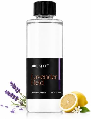 Airkeep Lavender Field Reed Diffuser Refill – 6.76 fl oz – Premium Scented Oil for Home Aromatherapy – Long-Lasting Fragrance for Reed Diffusers – Perfect for Bathroom, Bedroom & Home Decor