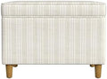 Spatial Order 24" Dinah Collection Storage Ottoman - Cream Marigold Pinstripe Fabric