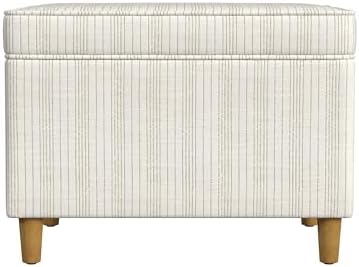 Spatial Order 24" Dinah Collection Storage Ottoman - Cream Marigold Pinstripe Fabric