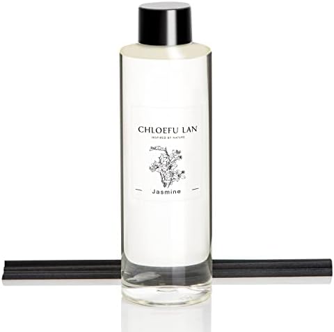 Chloefu LAN Jasmine Reéd Diffuser Refill Natural Essential Jasmine Oil 200ml/6.76 fl oz, Home & Office Decor Aromatherapy Diffuser Oil Gift Set