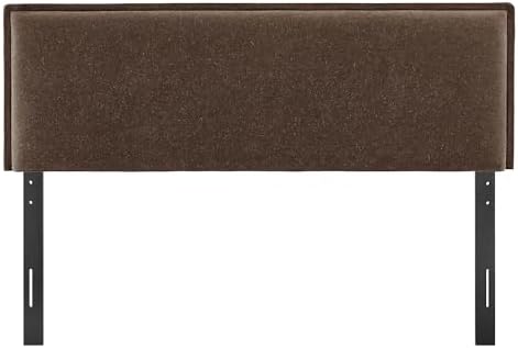 Modway Camille Queen Size Upholstered Linen Blend Headboard with Removable Slipcover – in Cocoa - Padded Pillow Style Headboard with Adjustable Mounting for Queen Beds