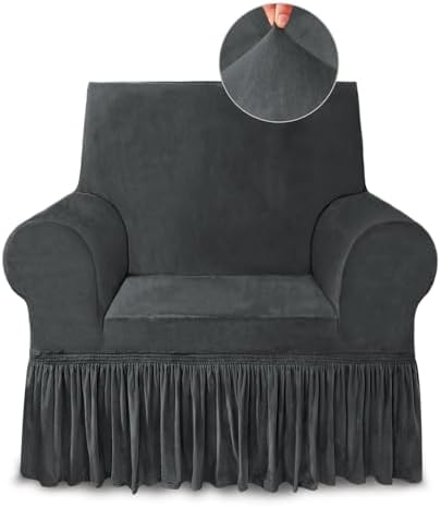 Dark Grey Armchair Covers Arm Chair Cover Armchair Slipcovers with Skirt