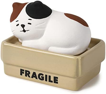 Stone Diffuser Cat in a Box [ Designed in Japan] Non Electric Passive Diffuser for Essential Oil, Aromatherapy, and Cat Lovers (Ceramic/Clay) (Black and White Mixed)
