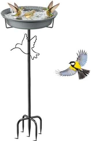 Bird Bath for Outside, 36.7In Removable Freestanding Birdbaths for Outdoors with 5-Pronged Base, Bird Bath Feeder Bowls for Garden Patio Yard Lawn Decor (Grey-2)