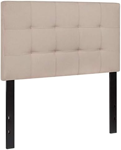 EMMA + OLIVER Size Headboard in Beige Twin Quilted Tufted Headboard