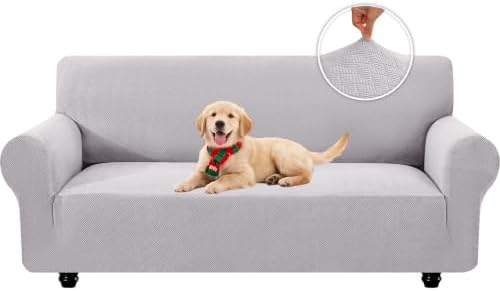 XINEAGE Stretch 3 Seater Slipcover, Non-Slip Pet Couch Cover,Silver Gray