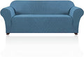 PrinceDeco Stretch Sofa Cover Slipcover Couch Covers for 3 Cushion Couch Furniture Protector Sofa Covers with Non Slip Elastic Bottom Dogs Pet Friendly Fitted (Sofa, Dusty Blue)