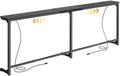Huuger 63.4-78.3'' Extendable Behind Couch Table with Outlets, Black