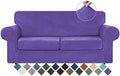 WEERRW Velvet Stretch 3 Pieces Couch Cover for Sofa Washable, Purple