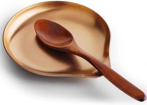 VanlonPro Stainless Steel Spoon Rest, Spatula Ladle Holder, Stainless Steel Utensil Spoon Rest Holder, Brushed Finish, Dishwasher Safe 5.9 x 5.1 Inch (Round Rose Gold 1PC)