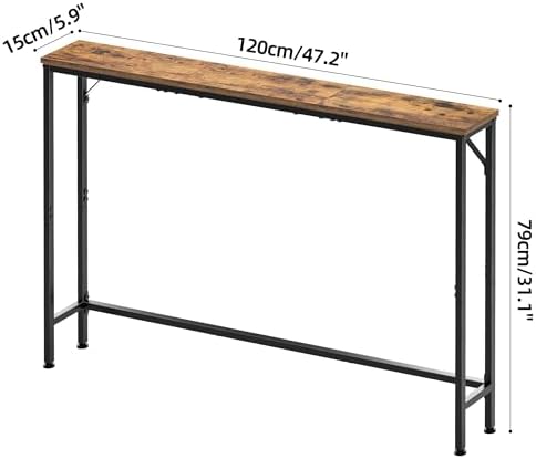 47.2" Console Table, Narrow Entryway Table, Skinny Sofa Table, Behind CouchTable, Long Skinny Table, DisplayTable for Entryway, Living Room, Foyer, Corridor, Office, Rustic Brown