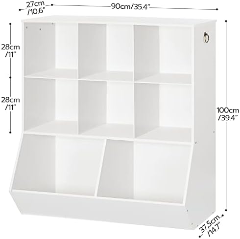 HOOBRO Kids Bookshelf, Toy Storage Organzier with 8 Cubicles, Bookcase Footboard, Bookshelf for Kids, for Playroom, Nursery, Bedroom, and School, White WT35CW01G1