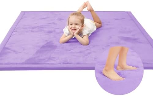 Baby Play Mat for Floor,1.3" Thick Memory foam Tummy Time Mat for Toddlers,Infants,kids,Water-Repellent Soft Nursery Rug,Extra Large Non Slip for Crawling&Yoga,Tatami Style for Living Room(Lavender)