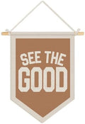 Wheatwin Inspirational See the Good Wall Hanging Pennant Flag Banner, Boho Neutral Motivational Positive Wall Decor for Kids Toddler Nursery Room Bedroom Playroom 15x11 Inch