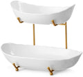 HBlife 2 Tier Large Fruit Bowl, Ceramic Fruit Basket for Kitchen Counter