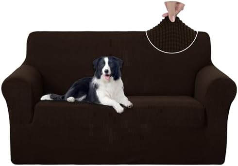 U-NICE HOME Loveseat Cover Stretch Couch Cover Sofa Slipcover, Chocolate