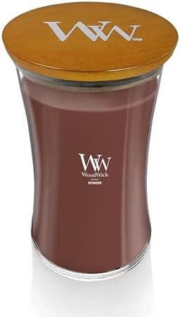 WoodWick Redwood Holiday Candle Gifts for Women and Men, 21.5 oz Large Hourglass Candle with Crackling Wick (Pack of 4)