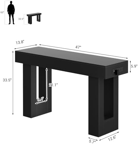 Unikito 47" Entryway Table with Sensor Light & AC Outlets with USB-C Ports