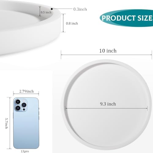 Silicone Bathroom Tray Coffee Table Decor Perfume Organizer, 10" White