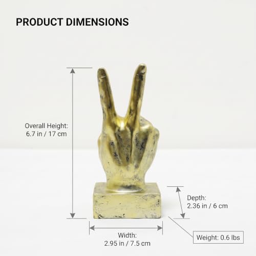 Nice purchase Hand Finger Gesture Desk Statues Fingers Sculpture Creative Home Living Room Cabinet Shelf Decoration (Victory Gesture in Gold)