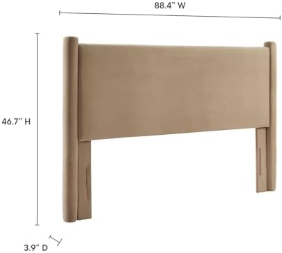Modway Rael King Upholstered Headboard with Pillars in Taupe – Velvet Headboard – Stain-Resistant Performance Velvet Headboard for King Size Beds