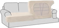 H.VERSAILTEX Stretch Velvet 2 Piece T Cushion Sofa Slipcovers for Living Room Individually Sofa Covers for 2 Cushion Seat Cushion Covers Stay with Elastic Bands (Sofa, Butter Cream)