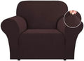Flamingo P High Stretch Sofa Slipcover Non Slip Armchair Cover for Living Room Washable Pet Furniture Protector Covers with Elastic Bottom, Thick Jacquard Fabric (Small, Brown)