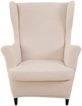 HAOYONG Jacquard Wingback Chair Cover Thickening Armchair Covers 2 Pieces Wingback Chair Slipcover Stretch Chair Slipcovers Removable Non-Slip Armchair Protector Cover with Elastic Bottom