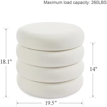 Velvet Storage Ottoman Set of 2, Compact Round Tufted Pair with Removable Lids for Lounge, Dorm and Entryway, Velvet White