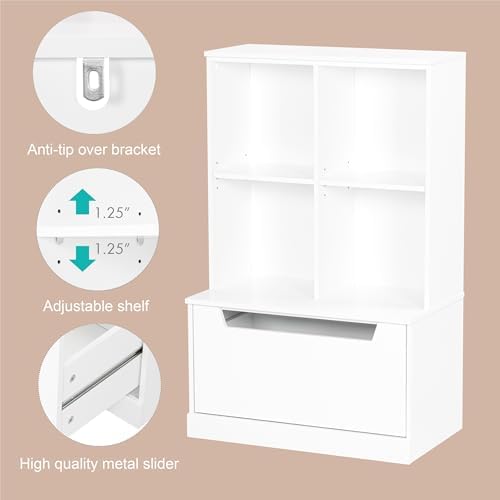 UTEX Kids Bookshelf and Toy Storage Organizer, Toddler Bookcase with Cubby