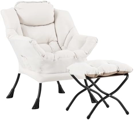 LITA Lazy Chair with Ottoman, Comfy Accent Reading Chair