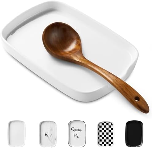 ABRUTY Spoon Rest for Stove Top, Ceramic Spoon Holder for Counter, Modern Farmhouse Decor Accessories for Spatula, Spoons or Tongs